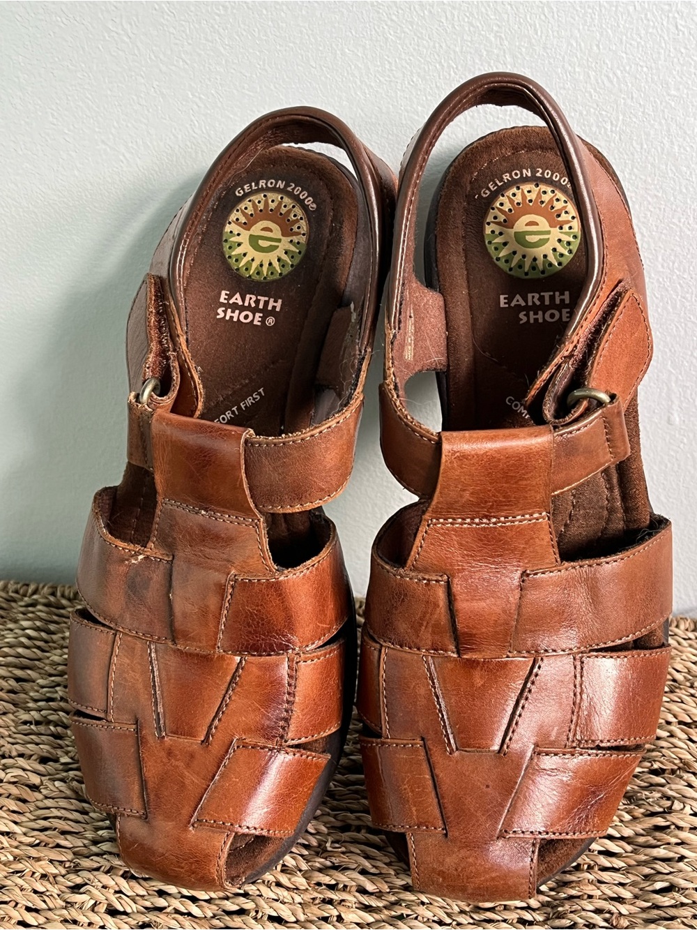 Vintage Earth Shoe Leather Fisherman Sandals Size 6.5
